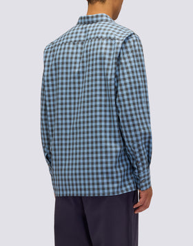 CAMISA DE HOMBRE A CUADROS DE ALGODÓN GABARDINA TEÑIDA A MANO