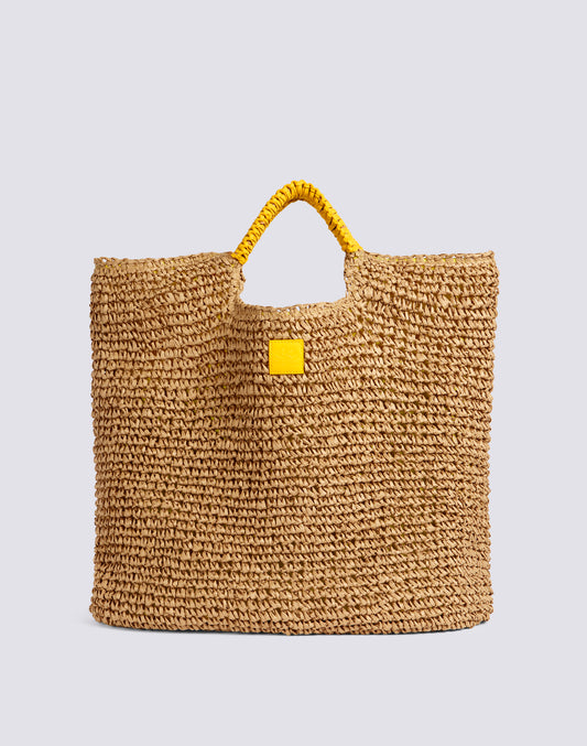 MAXI BOLSO DE PAJA DE PAPEL TEJIDA