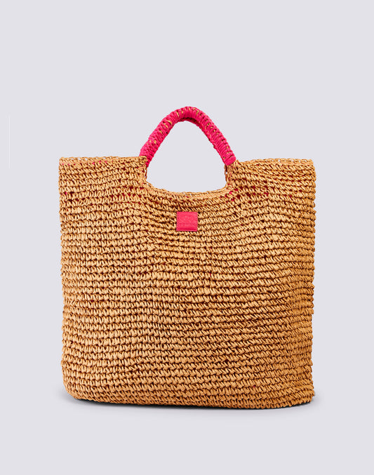 MAXI BOLSO DE PAJA DE PAPEL TEJIDO