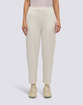 PANTALONES LARGOS DE MUJER DE PUNTO MILÁN CON CINTURA SEMIELÁSTICA