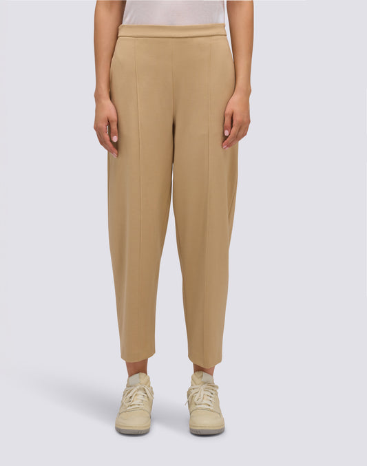 PANTALONES LARGOS DE MUJER DE PUNTO MILÁN CON CINTURA SEMIELÁSTICA