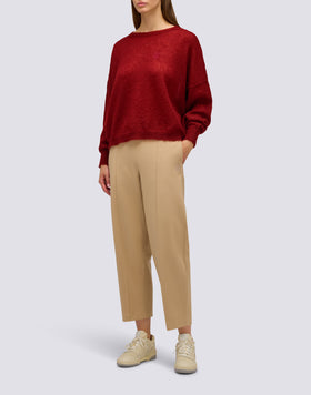 PANTALONES LARGOS DE MUJER DE PUNTO MILÁN CON CINTURA SEMIELÁSTICA