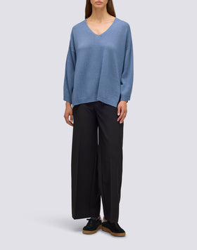 PANTALONES LARGOS DE MUJER DE POLIÉSTER Y VISCOSA TWILL