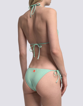 MAILLOT DE BAIN FEMME HAUT TRIANGLE ET SLIP À NŒUDS AVEC BRODERIE FRUITS
