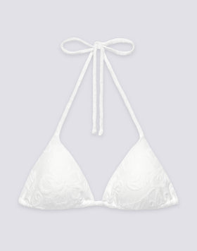 JENNIFER - HAUT DE MAILLOT DE BAIN TRIANGLE EN ÉPONGE AVEC LACETS RÉGLABLES ET MOTIF SK23
