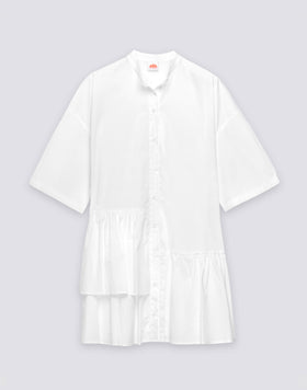 VESTIDO CORTO ASIMÉTRICO DE POPELÍN DE ALGODÓN PARA MUJER