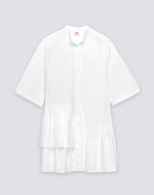 ABITO DONNA CORTO ASIMMETRICO IN POPELINE DI COTONE