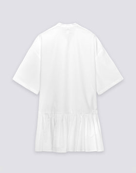 VESTIDO CORTO ASIMÉTRICO DE POPELÍN DE ALGODÓN PARA MUJER