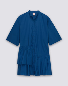 ROBE COURTE ASYMÉTRIQUE POUR FEMME EN POPELINE DE COTON