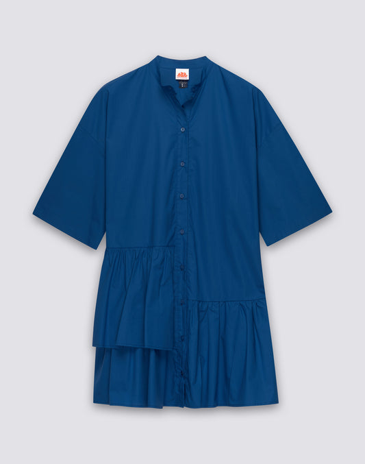 ROBE COURTE ASYMÉTRIQUE POUR FEMME EN POPELINE DE COTON