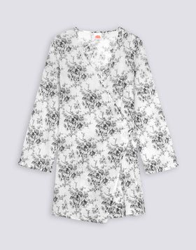 ROBE FEMME WRAPOVER IMPRIMÉ ROSE DE JOIE