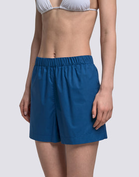 WOMEN'S ELASTICATED WAIST SHORTS IN COTTON POPLIN