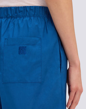 SHORTS DONNA A VITA ELASTICATA IN POPELINE DI COTONE