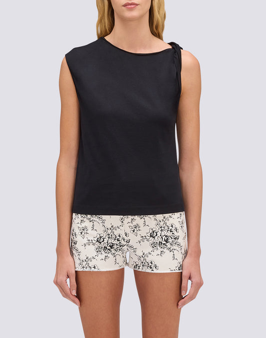 CAMISETA SIN MANGAS DE MUJER CON LAZO EN EL HOMBRO