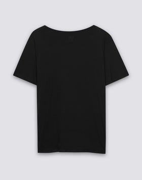 WOMEN'S T-SHIRT WITH WIDE NECK AND FRONT KNOT