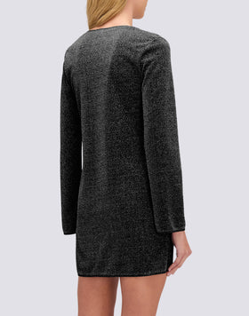 ROBE COURTE POUR FEMME EN LUREX AVEC ENCOLURE PROFONDE