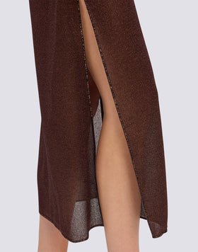 ABITO DONNA LUNGO IN LUREX CON SPACCHI LATERALI