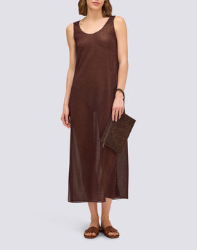 ABITO DONNA LUNGO IN LUREX CON SPACCHI LATERALI