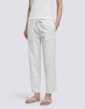 PANTALON LONG FEMME CIGARETTE EN POPELINE DE COTON