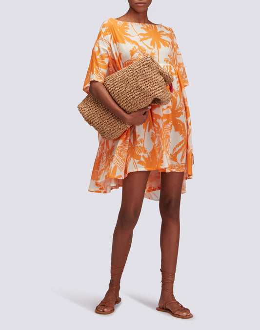VESTIDO CORTO ESTAMPADO SABANA TROPICAL