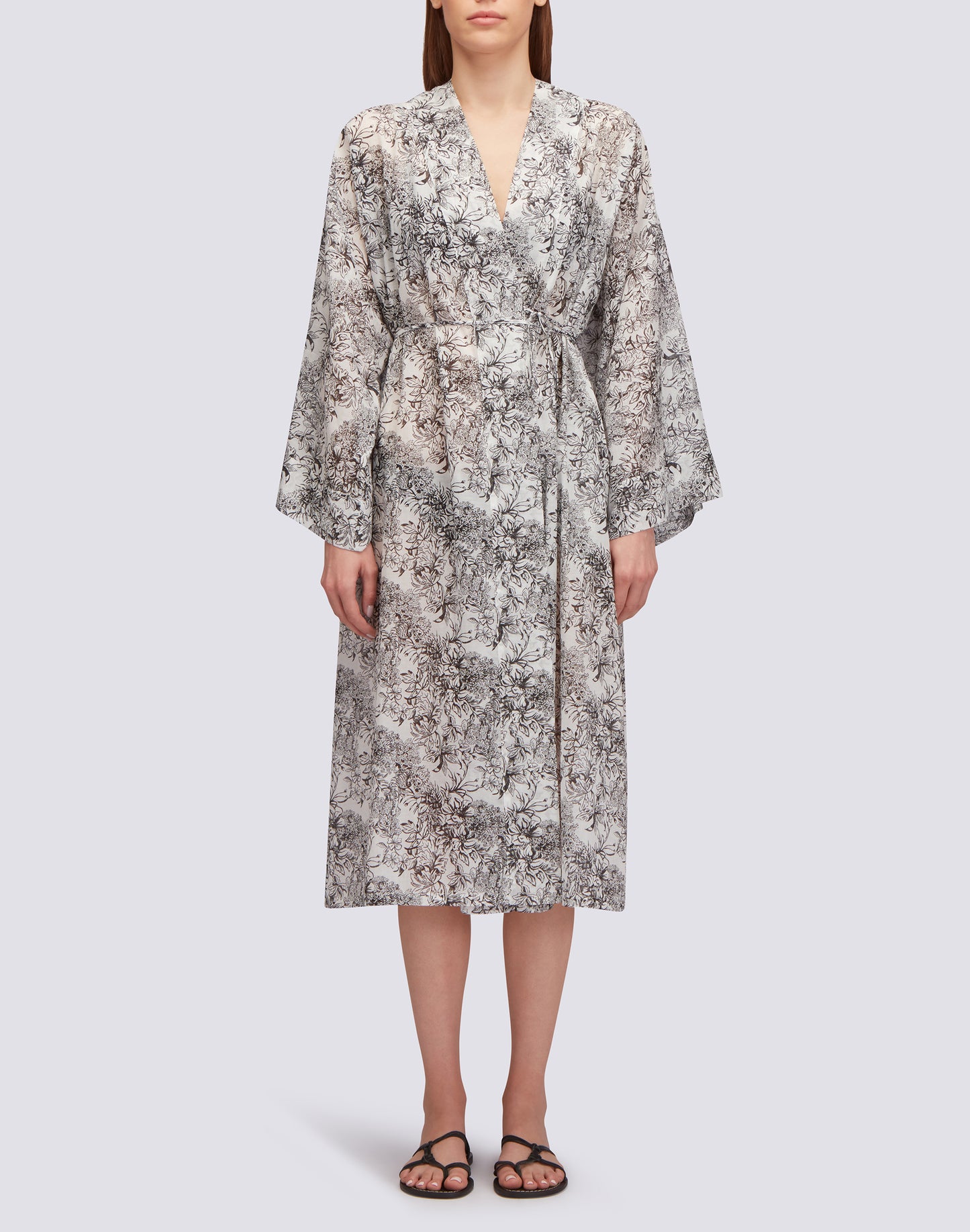 ROBE KIMONO LONGUE IMPRIMÉE FLEUR DE JOIE