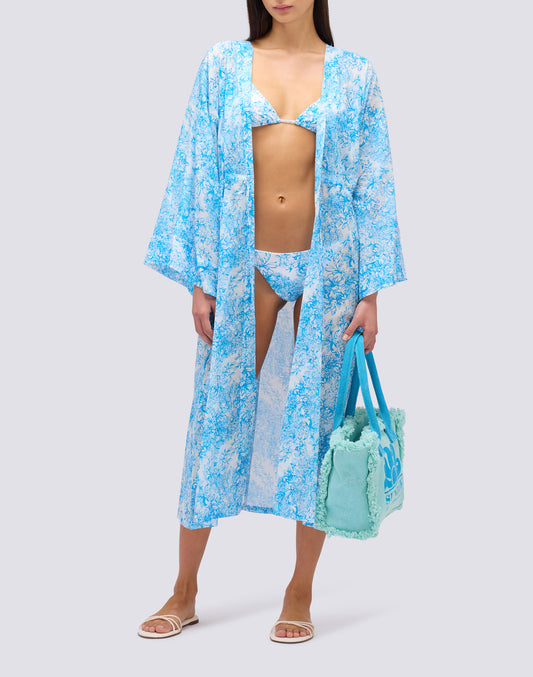ABITO KIMONO LUNGO STAMPA FLEUR DE JOIE