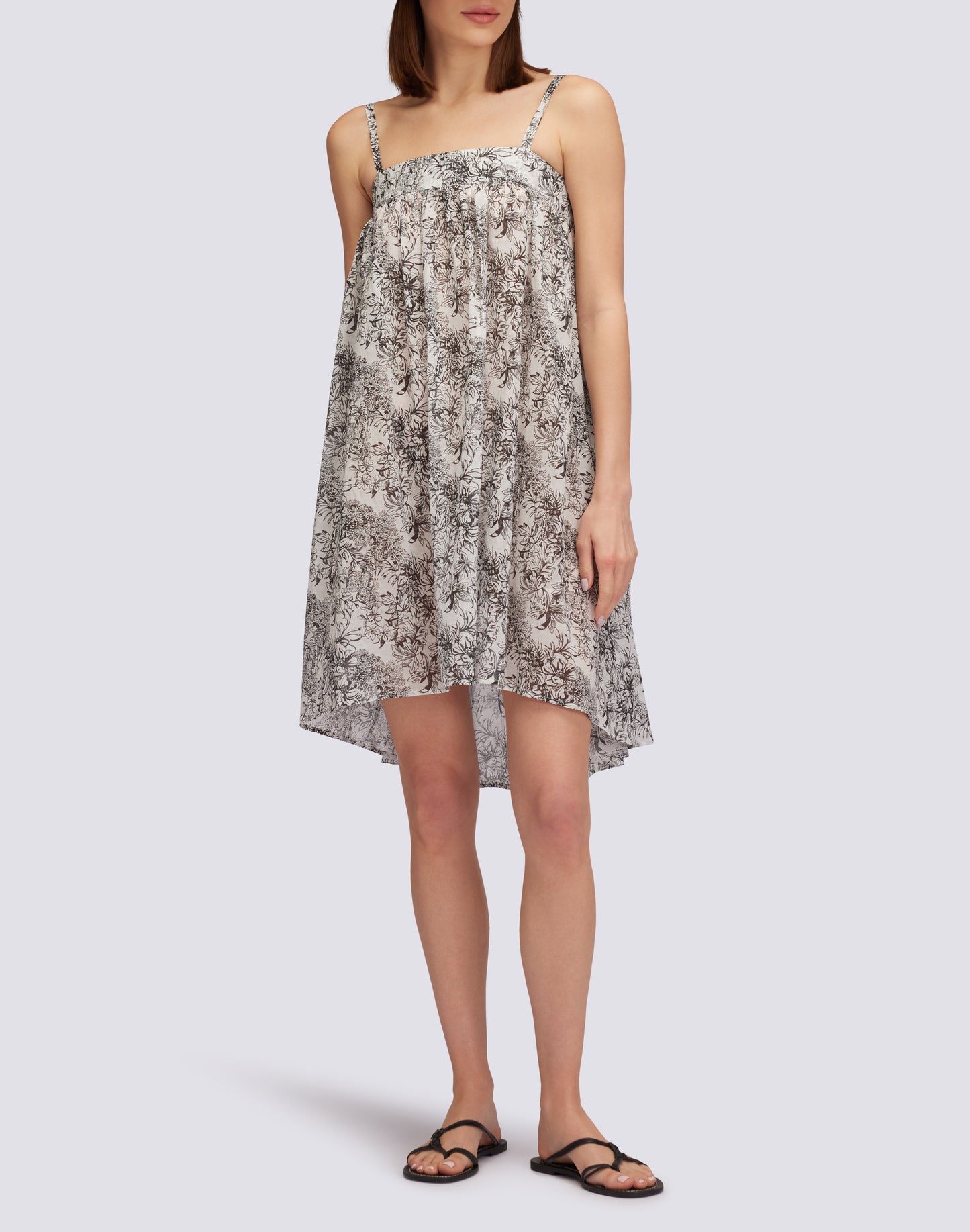 FLEUR DE JOIE PRINT COTTON VOILE SHORT DRESS