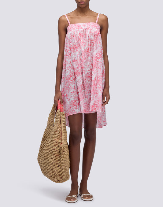 FLEUR DE JOIE PRINT COTTON VOILE SHORT DRESS