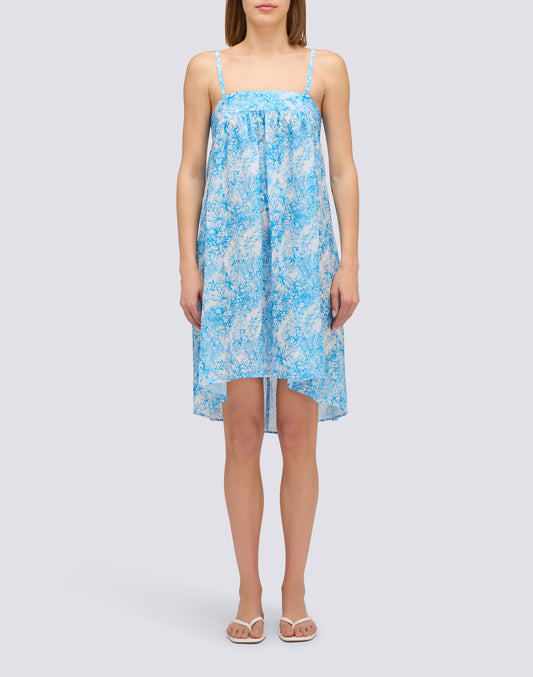 VESTIDO CORTO DE GASA DE ALGODÓN CON ESTAMPADO FLEUR DE JOIE
