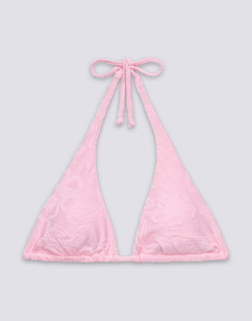 HILA - HAUT DE MAILLOT DE BAIN TRIANGLE AMÉRICAIN EN ÉPONGE MOTIF FLORAL JACQUARD