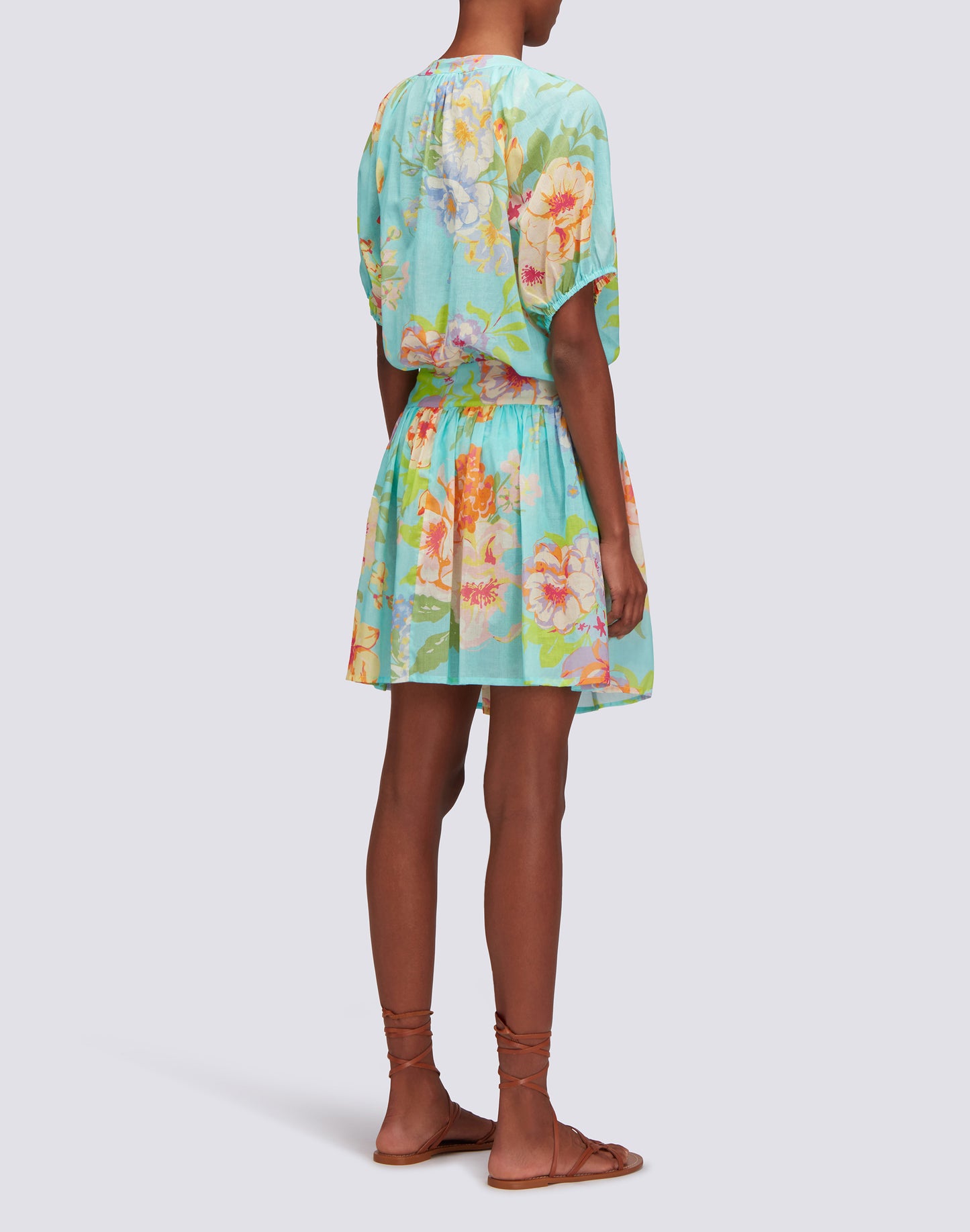 FLOWER BUNCH PRINTED SHORT DRESS