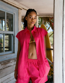 SLEEVELESS POPLIN SHIRT