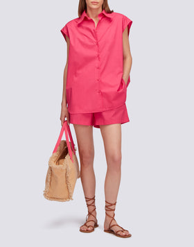 SLEEVELESS POPLIN SHIRT