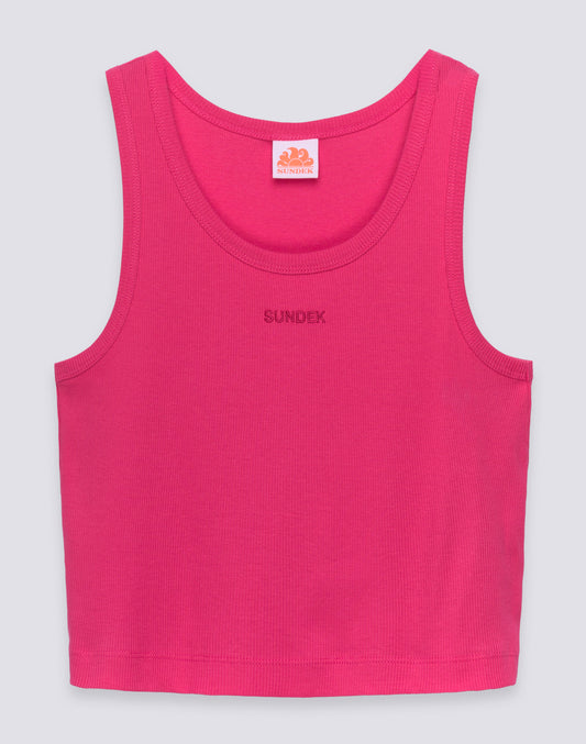 CROP TANK TOP WITH EMBROIDERED LOGO