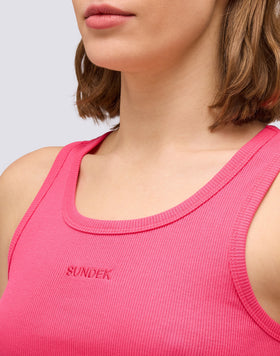 CANOTTA CROP CON LOGO RICAMATO