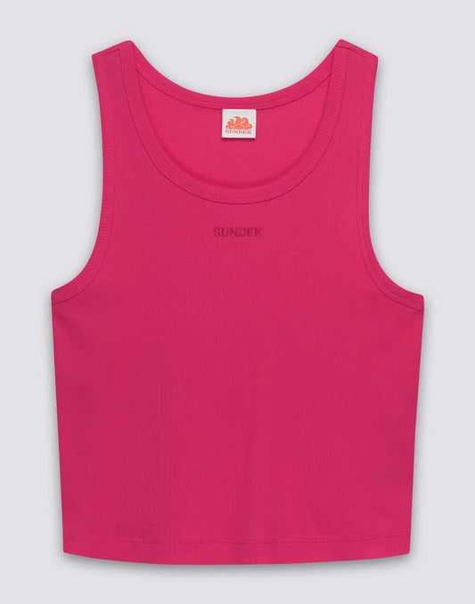WOMEN'S RIBBED TANK TOP WITH EMBROIDERED LOGO