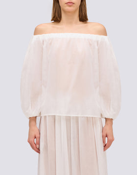 BLOUSE EN VOILE DE COTON À ENCOLURE BATEAU