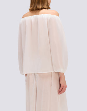 BLOUSE EN VOILE DE COTON À ENCOLURE BATEAU