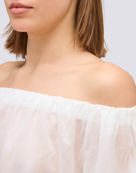 BLOUSE EN VOILE DE COTON À ENCOLURE BATEAU