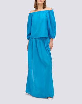 BLUSA DE GASA DE ALGODÓN CON ESCOTE BARCO