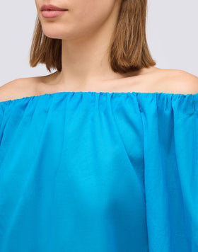 BLUSA DE GASA DE ALGODÓN CON ESCOTE BARCO