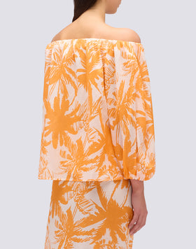 BLUSA DE GASA DE ALGODÓN CON ESTAMPADO DE SABANA TROPICAL
