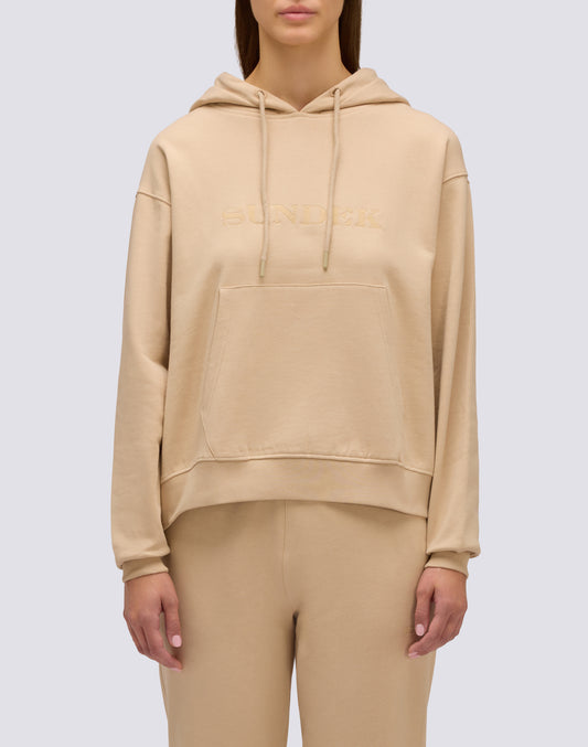 SUDADERA DE MUJER CON CAPUCHA Y INSCRIPCIÓN SUNDEK