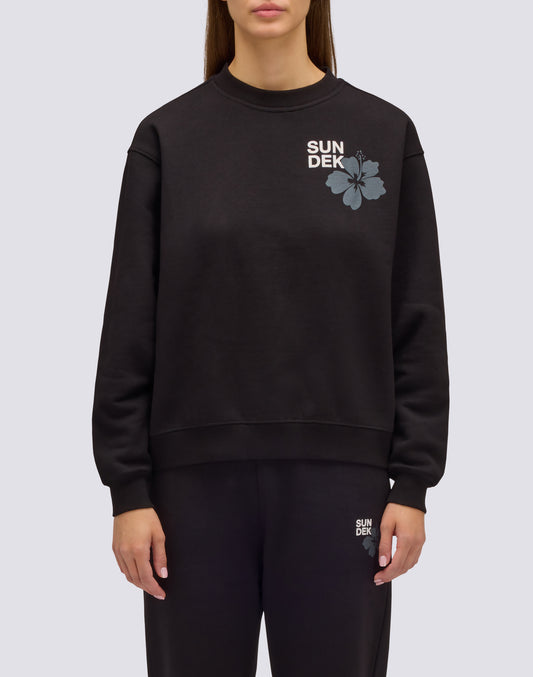 SUDADERA DE MUJER CON CUELLO REDONDO Y FLOR