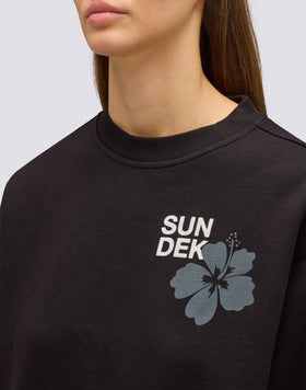 SUDADERA DE MUJER CON CUELLO REDONDO Y FLOR