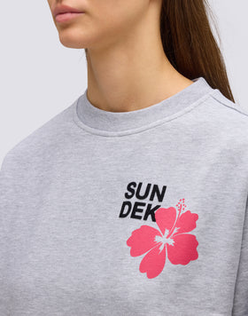 SUDADERA DE MUJER CON CUELLO REDONDO Y FLOR