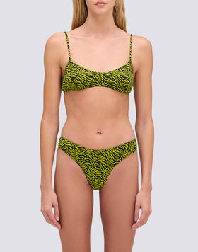 LOREN - SLIP DE BIKINI À COUPE ÉCLAIRÉE AVEC MOTIF ZÉBRÉ