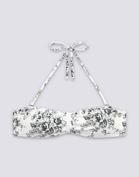 IONI - HAUT DE BIKINI BANDEAU À MOTIF ROSE DE JOIE
