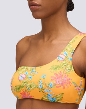 TOP DE BIKINI DE UN SOLO HOMBRO CON ESTAMPADO SWEET PARROT