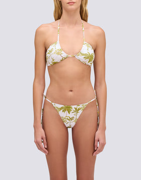 SLIP DE BIKINI AVEC LACETS RÉGLABLES À MOTIF BOTANIQUE